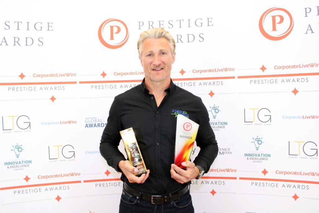 Stuart Starkey, Managing Director of Starkey Electrical, with his Central England Prestige Awards